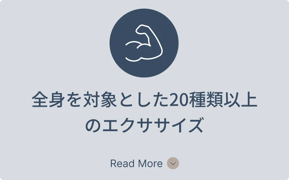 全身を対象とした20種類以上のエクササイズ